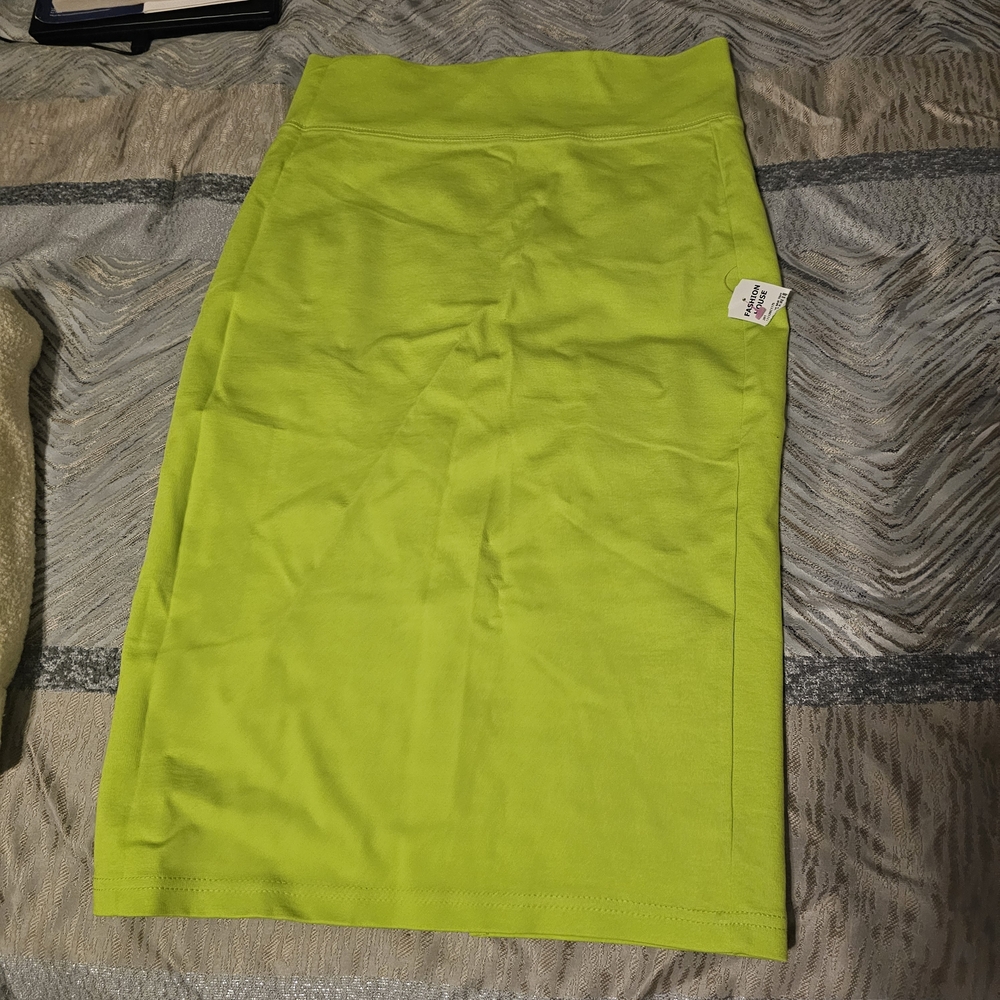 High-Rise Bright Lime Pencil Skirt
